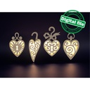 DXF, SVG files for laser 4 St. Valentine's hearts, Christmas tree ornaments, cute souvenir, light decor, earrings, Material any thickness Cutout, Shape, Paint by Line,Glowforge, Individual Arm Add-Ons, 1/8 inch (3.2 mm) (copy)