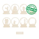 DXF, SVG files for laser Snow Globe Nutcracker, Christmas Ornament Set of 8 Interchangeable Panels, DIY gift, Material 3,2 mm (1/8'')