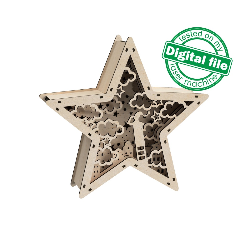 DXF, SVG files for laser, DIY Marquee Star Light, Lightbox Romantic in the city, Shadow Box, Template, Glowforge, Material 1/8 inch (3.2 mm)