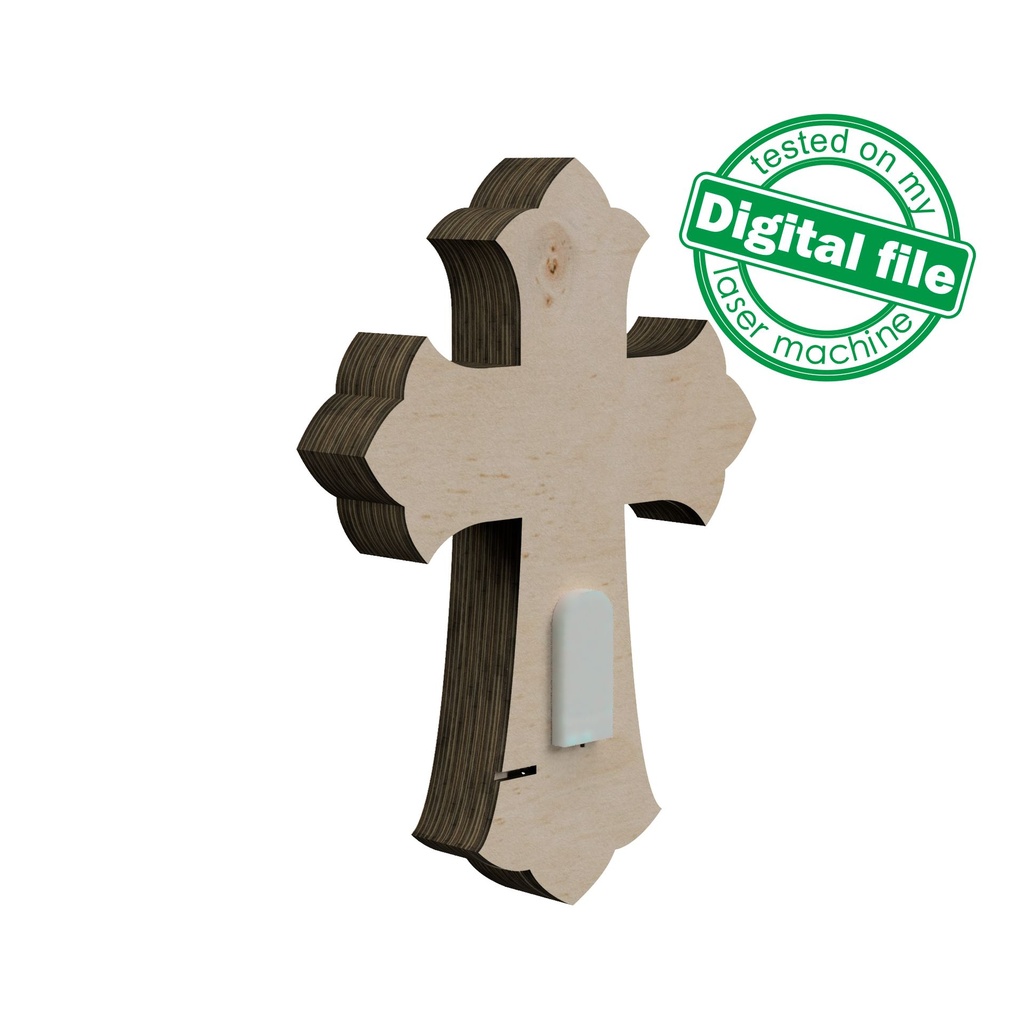 DXF, SVG files for laser Light Cross A Savior has born to you, Christmas Ornament, Glowforge, Layered Ornament pattern