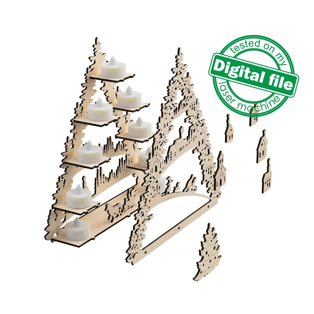 DXF, SVG files for laser Tea Candle holders, Centerpiece Tree, Light-up ...
