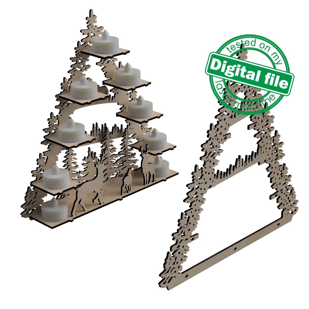 DXF, SVG files for laser Tea Candle holders, Centerpiece Tree,Illuminated Light Arch,Wood Schwibbogen, Winter forest,Material 1/8'' (3.2 mm)