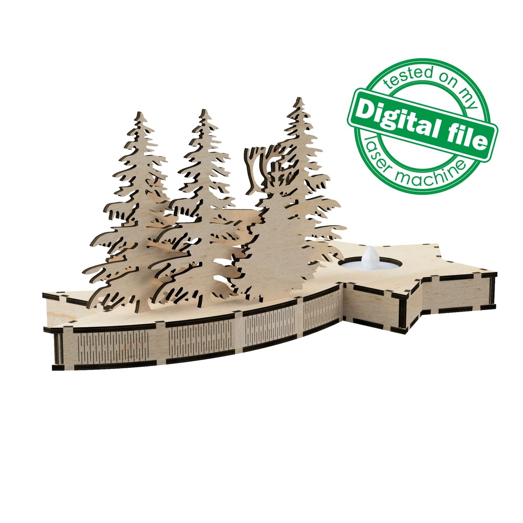 DXF, SVG files for laser Wooden Bethlehem star, Tealight candle holder, Glowforge, Material thickness 1/8 inch (3.2 mm)