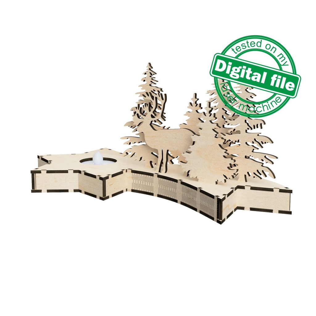 DXF, SVG files for laser Wooden Bethlehem star, Tealight candle holder, Glowforge, Material thickness 1/8 inch (3.2 mm)