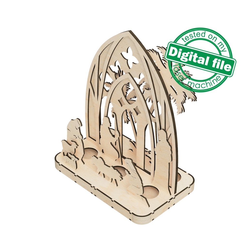 DXF, SVG files for laser Nativity scene candle holder, Baby Jesus, Nativity Scene, Deva Maria, Bethlehem, Material 1/8 inch (3.2 mm)