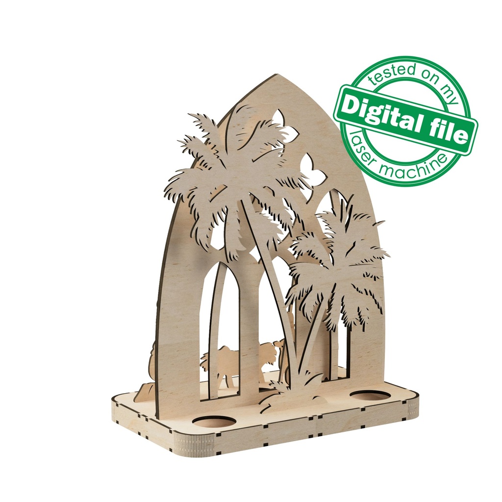 DXF, SVG files for laser Nativity scene candle holder, Baby Jesus, Nativity Scene, Deva Maria, Bethlehem, Material 1/8 inch (3.2 mm)