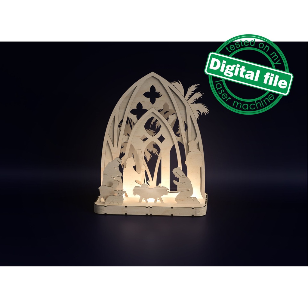 DXF, SVG files for laser Nativity scene candle holder, Baby Jesus, Nativity Scene, Deva Maria, Bethlehem, Material 1/8 inch (3.2 mm)