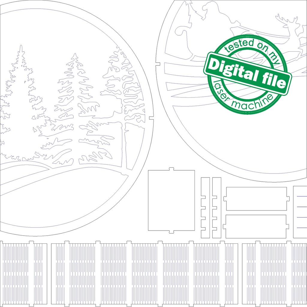 DXF, SVG files for laser Light box Winter Village, Flying Reindeer, Santa Claus, Shadow box, Christmas decor, Glowforge