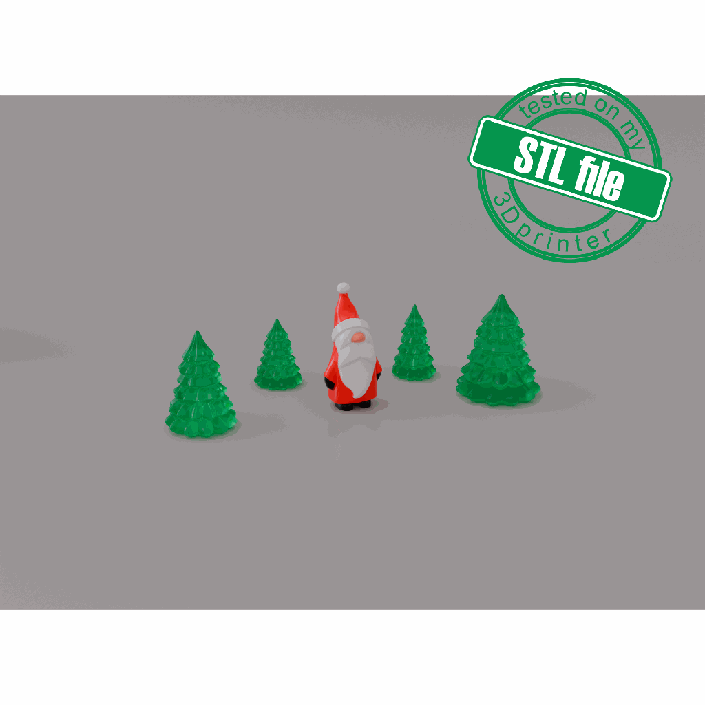 3D Christmas ornament with light, trees, Santa Claus, STL file for 3D Printing