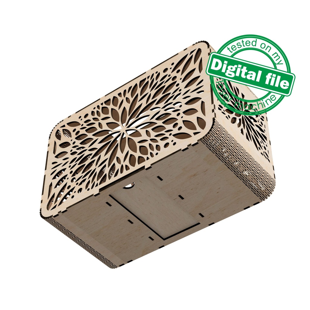 DXF, SVG files for laser Wedding card box, money box, Engagement Card Box, openwork, carved, leaves, Glowforge, Material 1/8'' (3.2 mm)