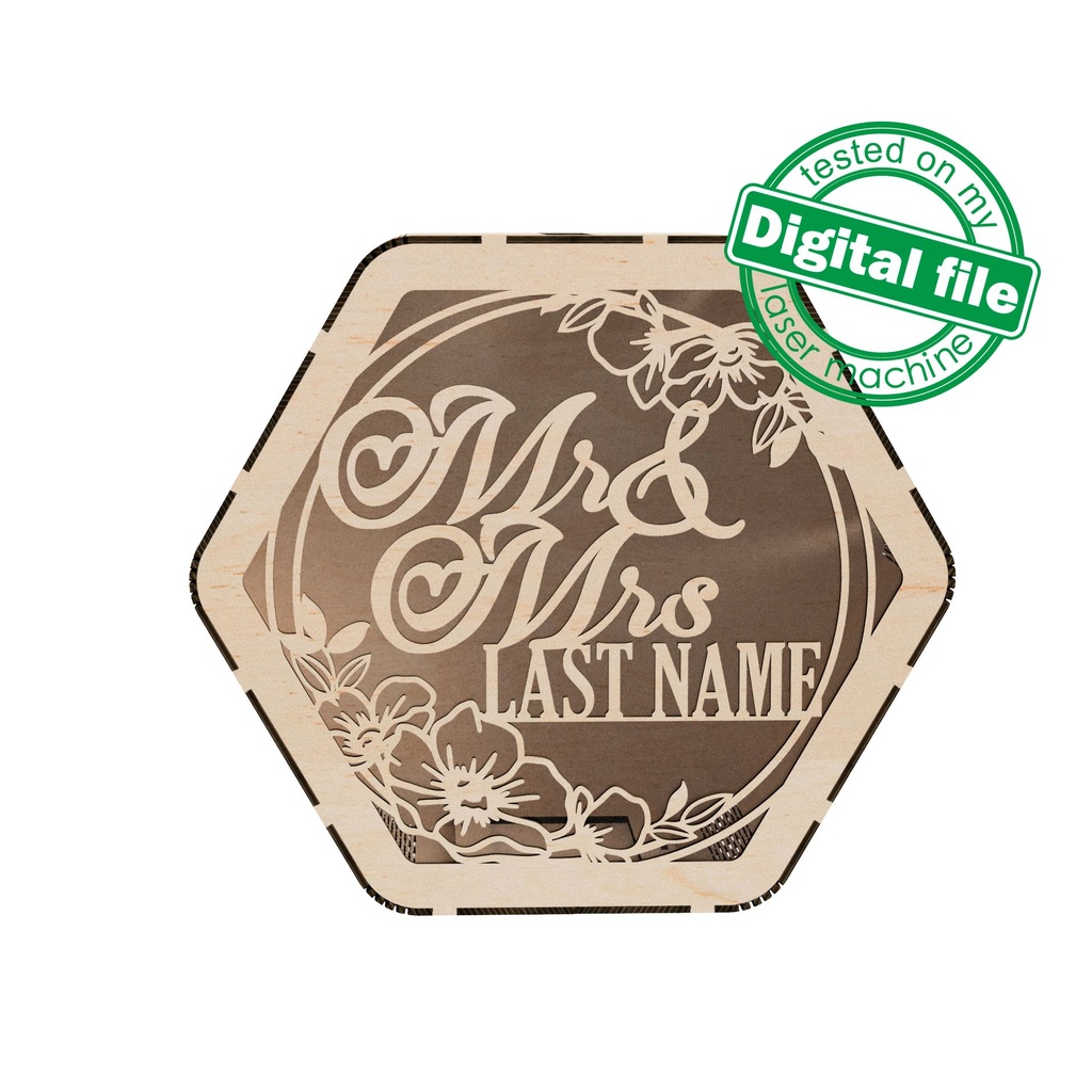 DXF, SVG files for laser Personalized Wedding card box, Box for Wedding Reception, Polygon money box, Glowforge, Matherial 1/8 inch (3.2 mm) (copy)