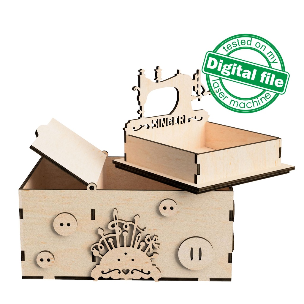 DXF, SVG files for laser Craft box Sewing machine, Vintage Sewing Box ...