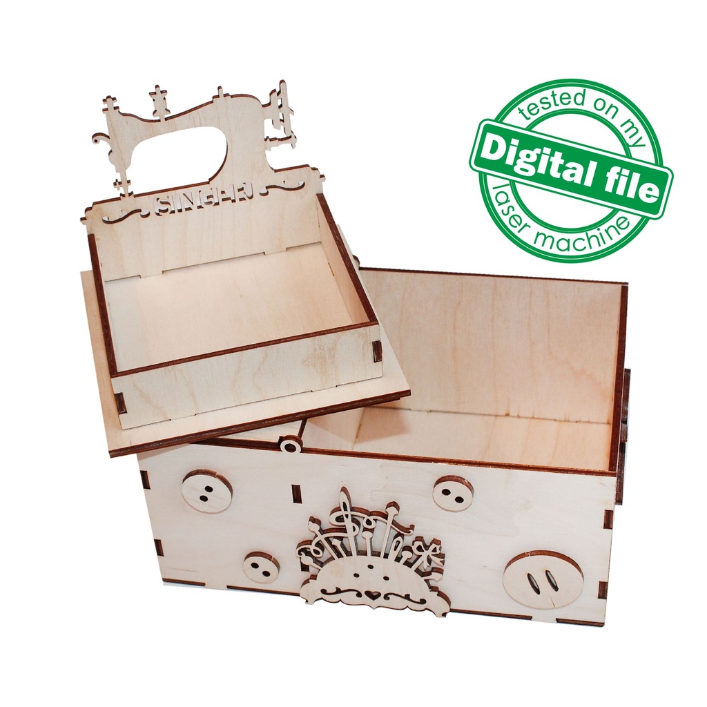 DXF, SVG files for laser Craft box Sewing machine, Vintage Sewing Box ...