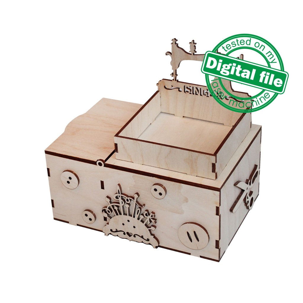 DXF, SVG files for laser Craft box Sewing machine, Vintage Sewing Box ...