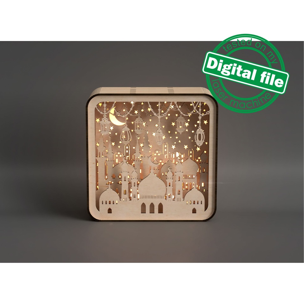 DIY Islamic Lightbox, Ramadan Shadow Box, Two different sizes DXF, SVG files for laser, Eid Mubarak, Decoration Idea, Material 1/8'' (3.2mm)