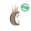 DXF, SVG files for laser Light-Up Crescent moon, Islamic Lightbox, Ramadan Shadow Box, Eid Mubarak, Multi Layered Ornament, Muslim, mosque