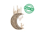 DXF, SVG files for laser Light-Up Crescent moon, Islamic Lightbox, Ramadan Shadow Box, Eid Mubarak, Multi Layered Ornament, Muslim, mosque