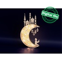 DXF, SVG files for laser Light-Up Crescent moon, Islamic Lightbox, Ramadan Shadow Box, Eid Mubarak, Multi Layered Ornament, Muslim, mosque