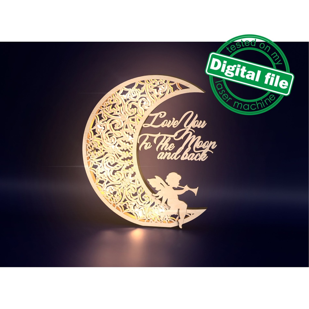 DXF, SVG files for laser Light-Up Crescent moon, Islamic Lightbox, Ramadan Shadow Box, Eid Mubarak, Multi Layered Ornament, Muslim, mosque (copy) (copy)