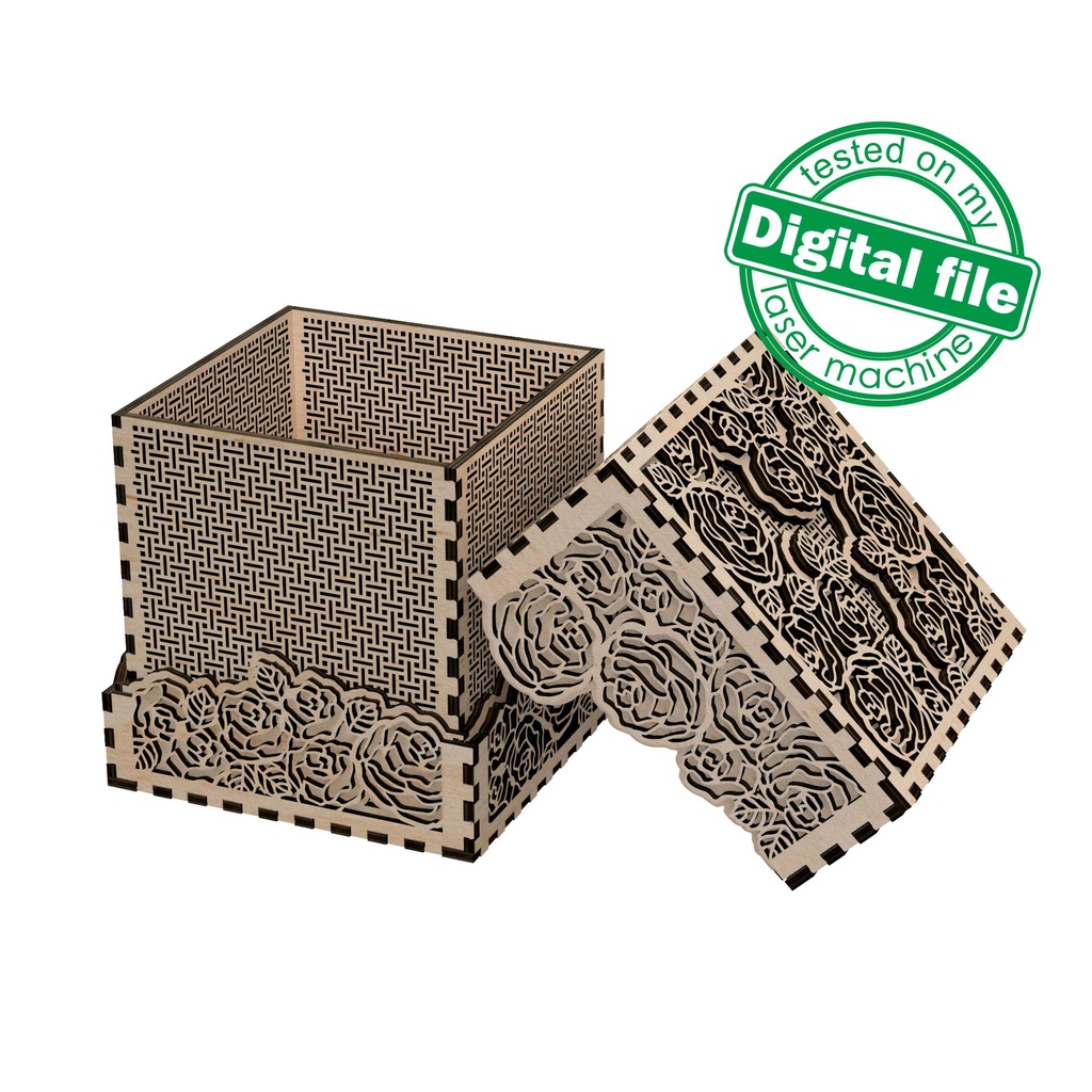 DXF, SVG files for laser Multilayered Big box Roses, fairy, openwork box, wedding gift, Storage Box, Glowforge, Material 1/8'' (3.2 mm)