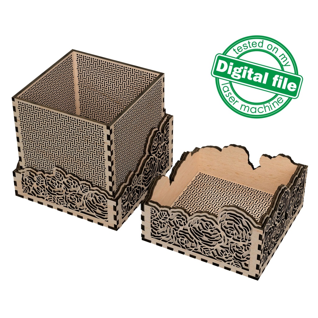 DXF, SVG files for laser Multilayered Big box Roses, fairy, openwork box, wedding gift, Storage Box, Glowforge, Material 1/8'' (3.2 mm)