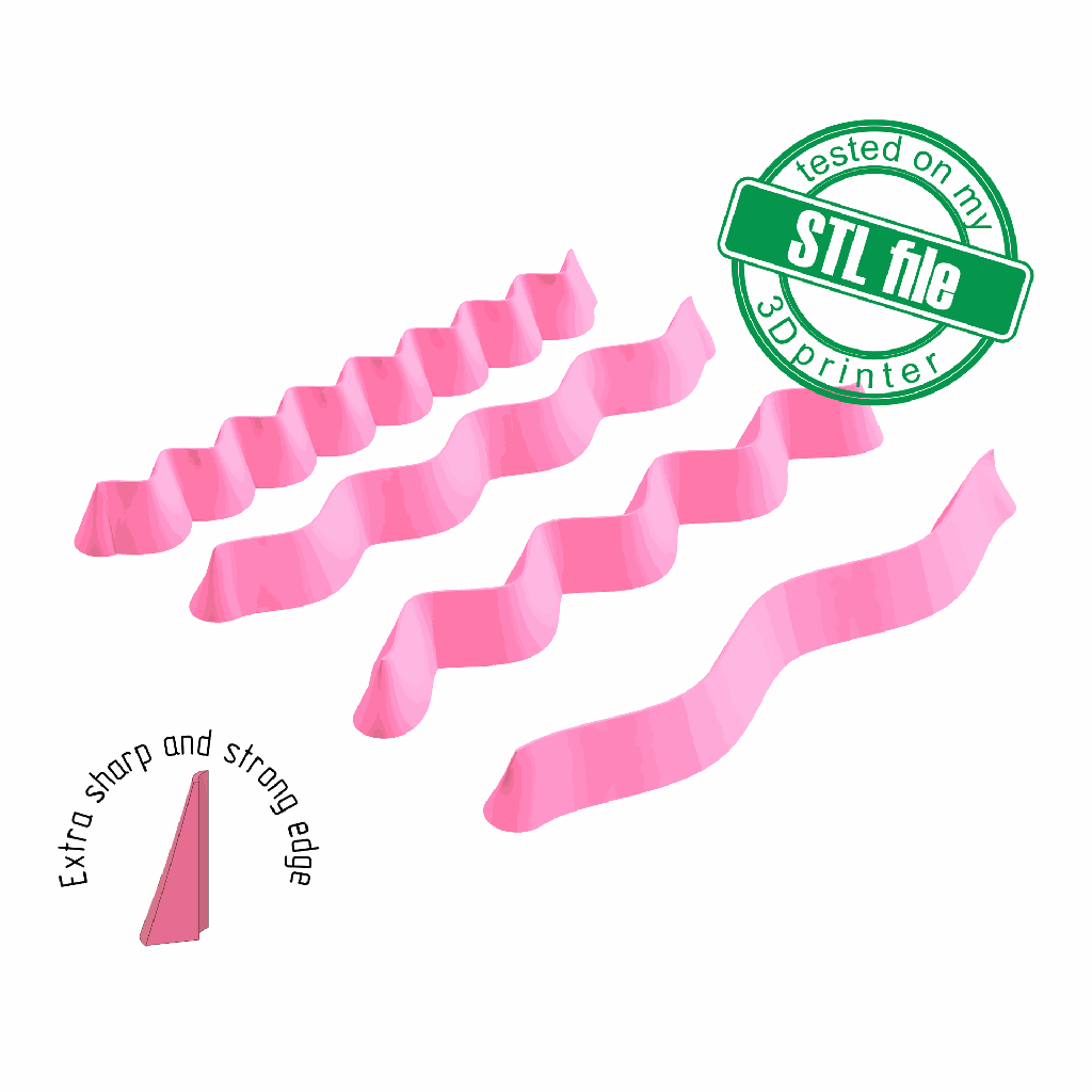 Wave cutter, simple form, Digital STL File For 3D Printing, Polymer Clay Cutter, Bridesmaid Gift, St Valentine, 4 designs