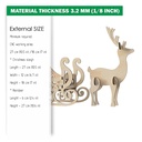 DXF, SVG files for laser Christmas Sleigh and Reindeer, Mantel decor, Gift box,Glowforge, Xtool, Material 1/8'' (3.2 mm)