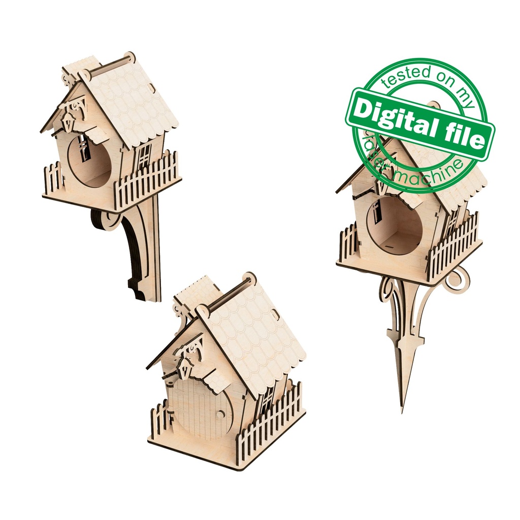 DXF, SVG files for laser tiny houses, Three designs, nursery decor, souvenir, gift, garden decoration, indoor plant, Material 1/8'' (3.2 mm)