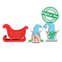 DXF, SVG files for laser Christmas sleigh in Scandinavian style, gnomes with elf ears, paint by line, gift, Material 1/8'' (3.2 mm)