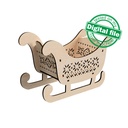 DXF, SVG files for laser Christmas sleigh in Scandinavian style, gnomes with elf ears, paint by line, gift, Material 1/8'' (3.2 mm)