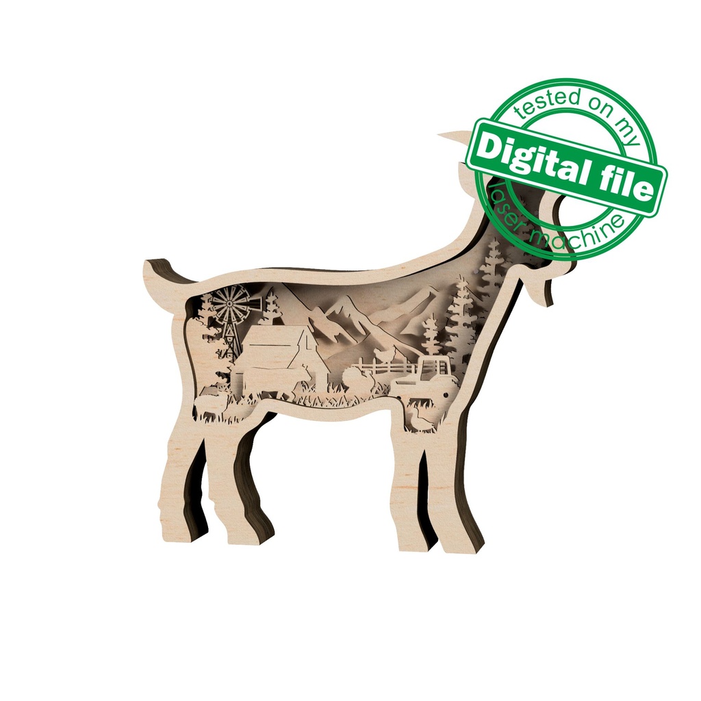 DXF, SVG files for laser Light Box Farm animals, cow, horse, sheep, goat & pig, tractor,Glowforge, Multi-Layered Ornament pattern, Shadowbox (copy)