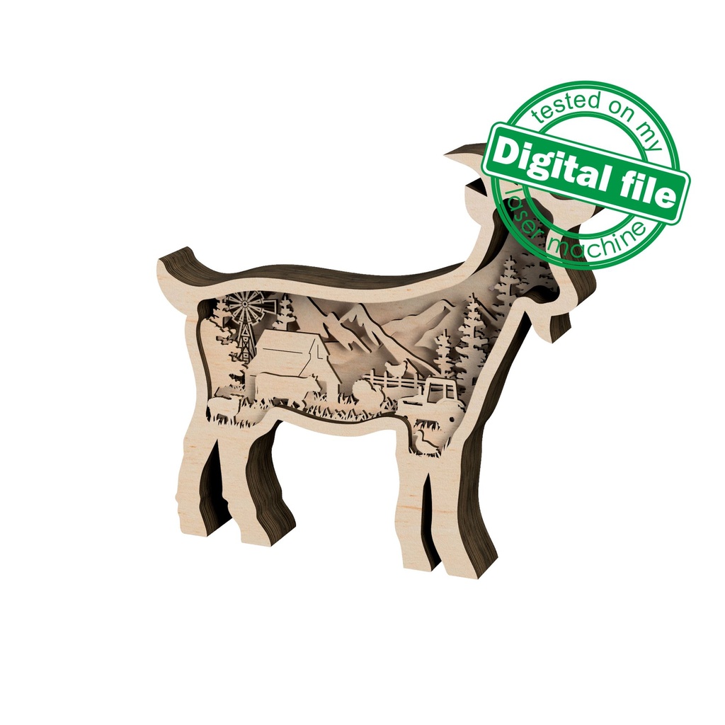 DXF, SVG files for laser Light Box Farm animals, cow, horse, sheep, goat & pig, tractor,Glowforge, Multi-Layered Ornament pattern, Shadowbox (copy)