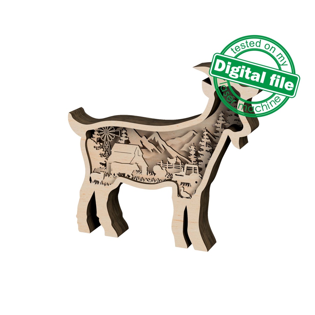 DXF, SVG files for laser lightbox Goat, Farm Animals, Cow, Turkey ...