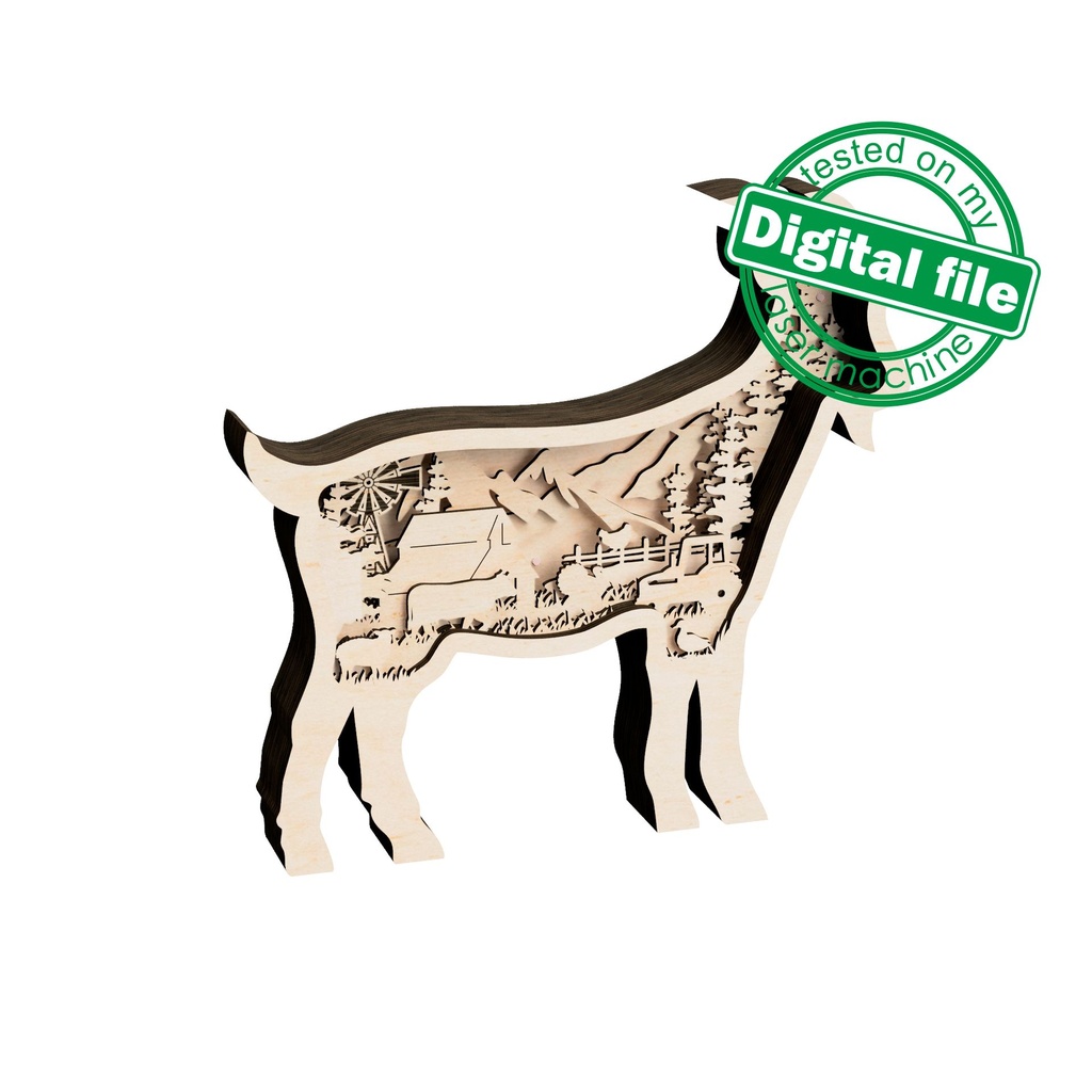 DXF, SVG files for laser Light Box Farm animals, cow, horse, sheep, goat & pig, tractor,Glowforge, Multi-Layered Ornament pattern, Shadowbox (copy)