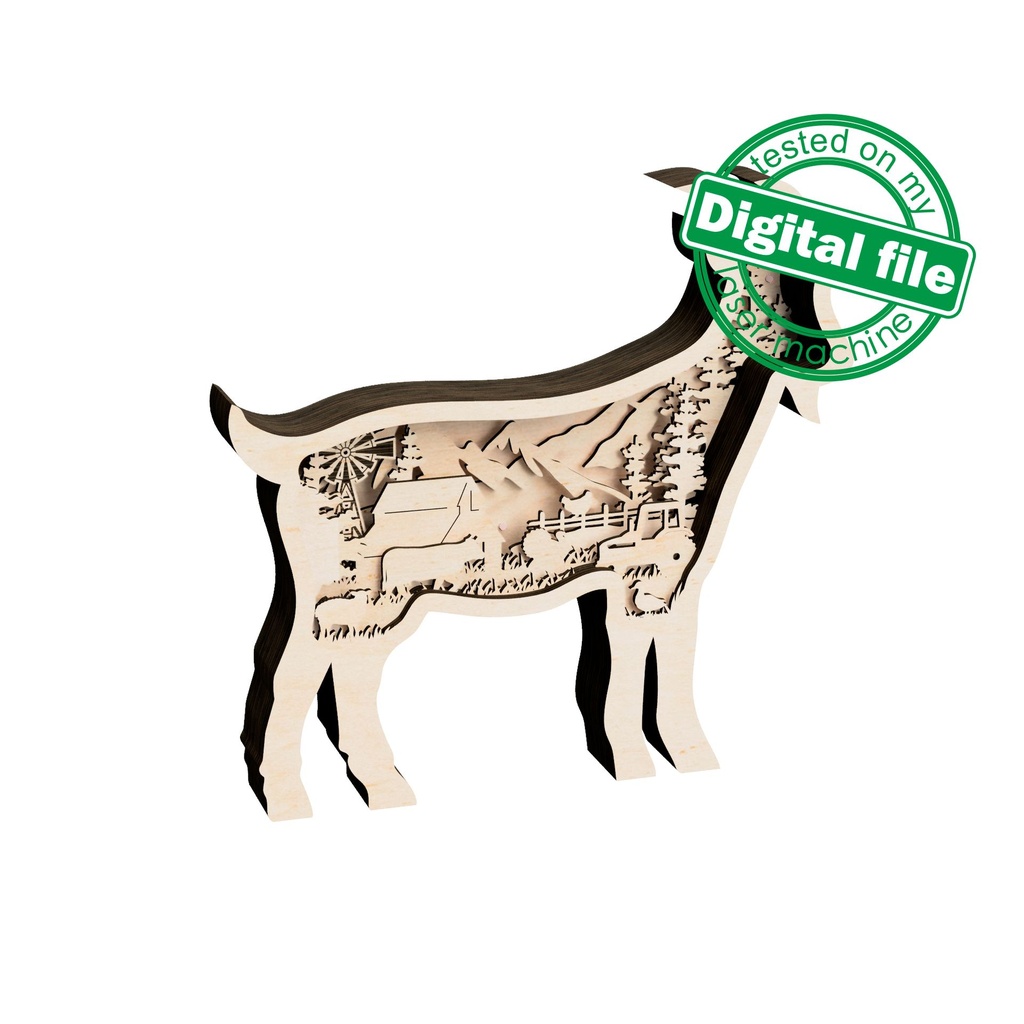 DXF, SVG files for laser lightbox Goat, Farm Animals, Cow, Turkey ...