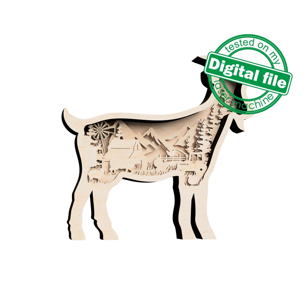 DXF, SVG files for laser lightbox Goat, Farm Animals, Cow, Turkey ...