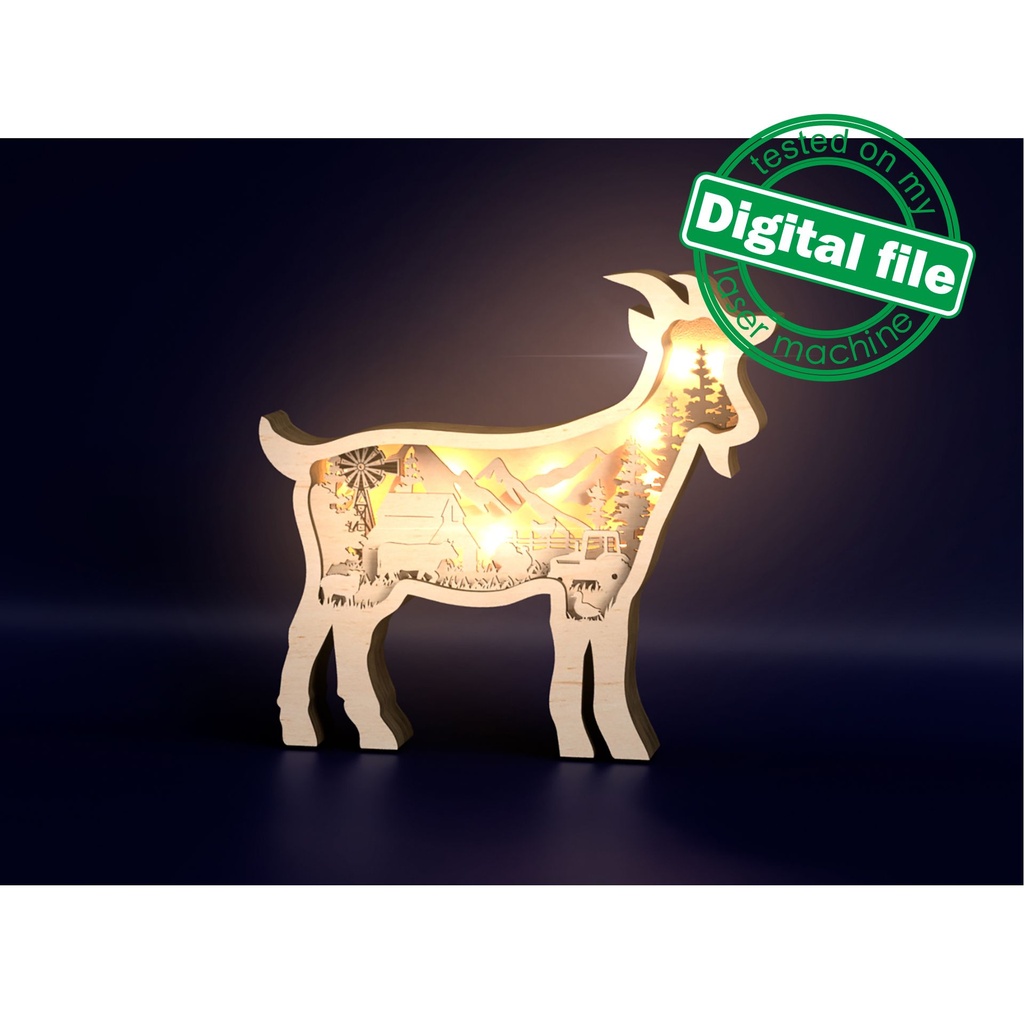 DXF, SVG files for laser Light Box Farm animals, cow, horse, sheep, goat & pig, tractor,Glowforge, Multi-Layered Ornament pattern, Shadowbox (copy)