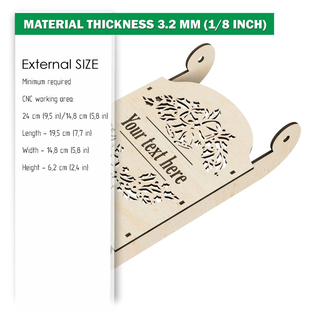 DXF, SVG Files for Laser Christmas Decorative Sleigh, Openwork Wreath, Family Wooden Sign, Candy Bar, Small Laser Working Area, 3mm Material