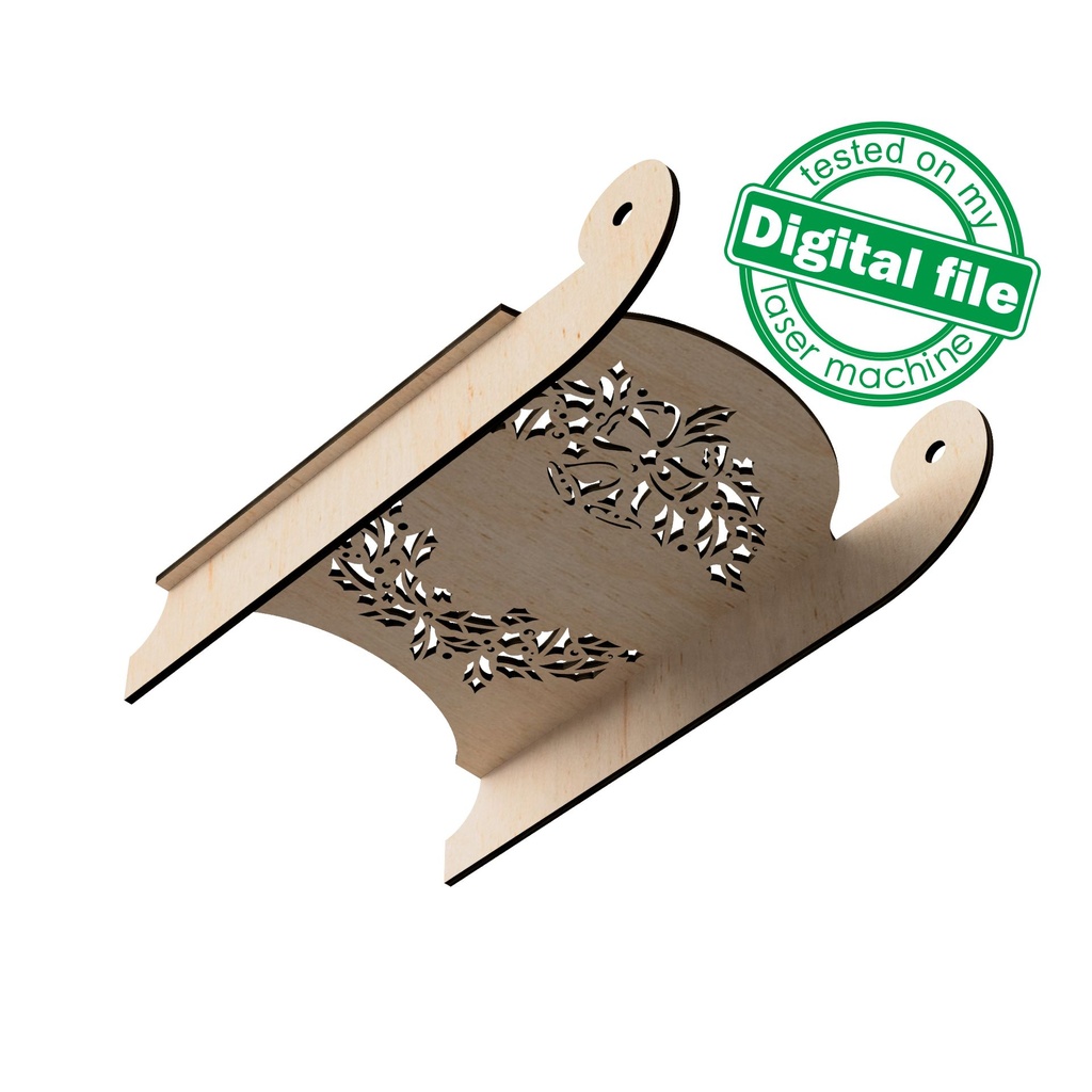 DXF, SVG Files for Laser Christmas Decorative Sleigh, Openwork Wreath, Family Wooden Sign, Candy Bar, Small Laser Working Area, 3mm Material