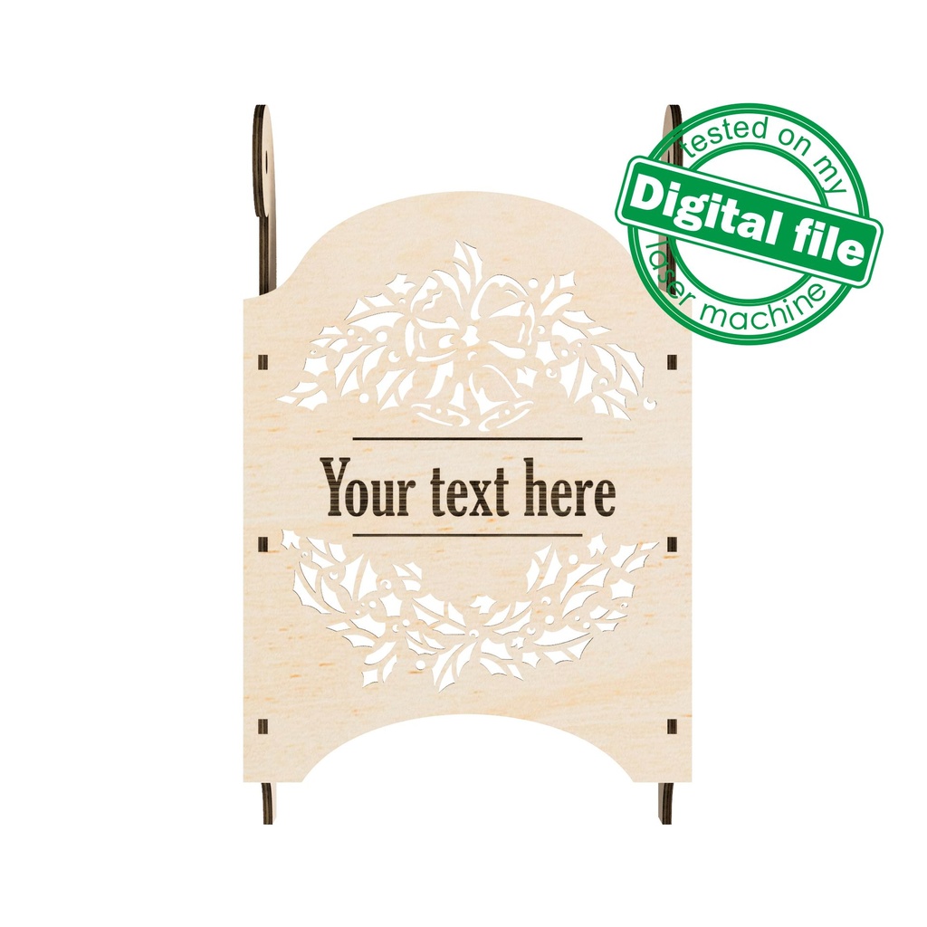 DXF, SVG Files for Laser Christmas Decorative Sleigh, Openwork Wreath, Family Wooden Sign, Candy Bar, Small Laser Working Area, 3mm Material