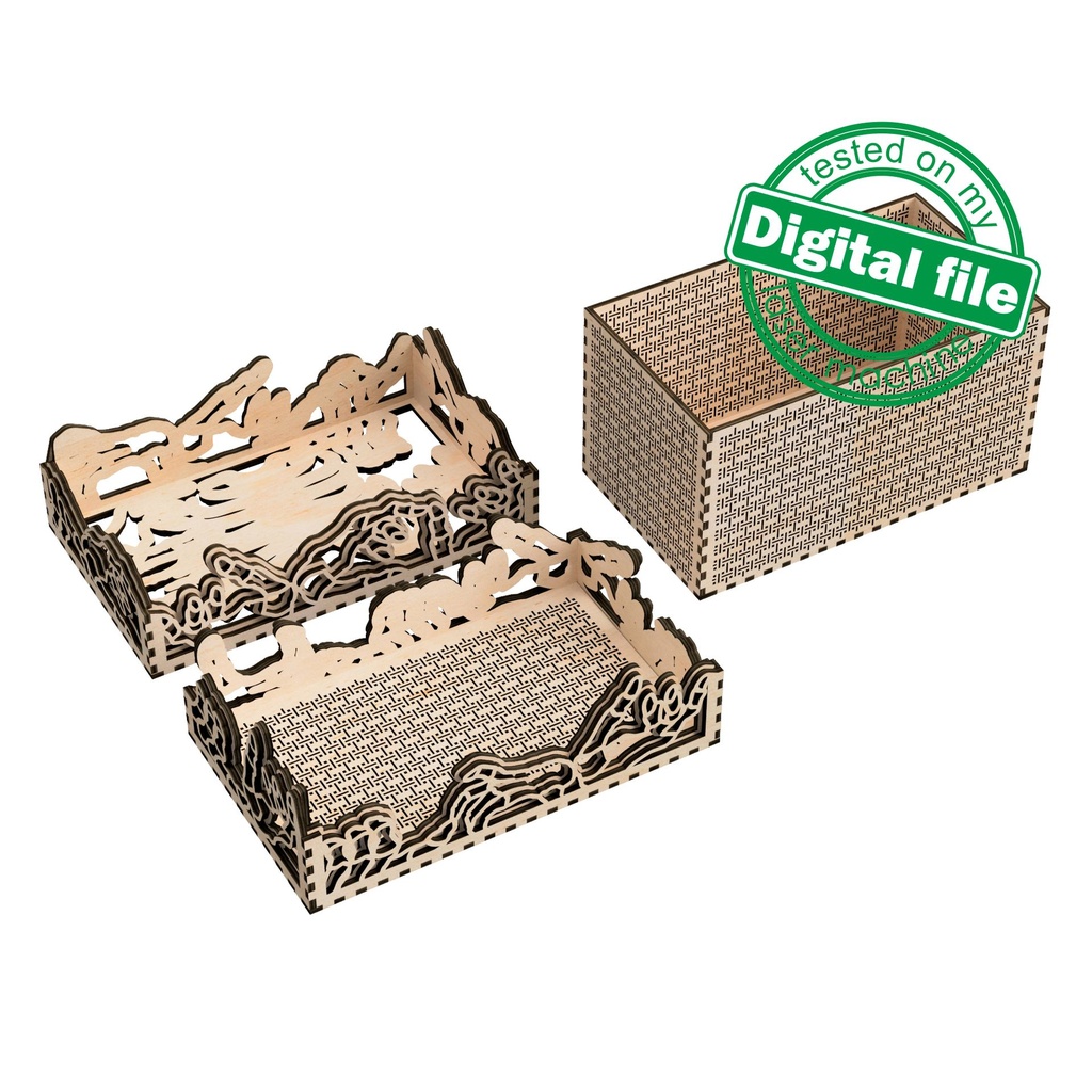 DXF, SVG files for laser Box Sceleton, Vector projects, Glowforge, Material thickness 1/8 inch (3.2 mm)