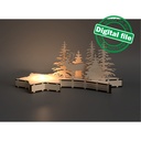 DXF, SVG files for laser Tea Сandle holder Deer in Winter Forest, Christmas Decoration, Wooden Bethlehem star, Material 1/8'' (3.2 mm)