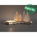 DXF, SVG files for laser Tea Сandle holder Deer in Winter Forest, Christmas Decoration, Wooden Bethlehem star, Material 1/8'' (3.2 mm)