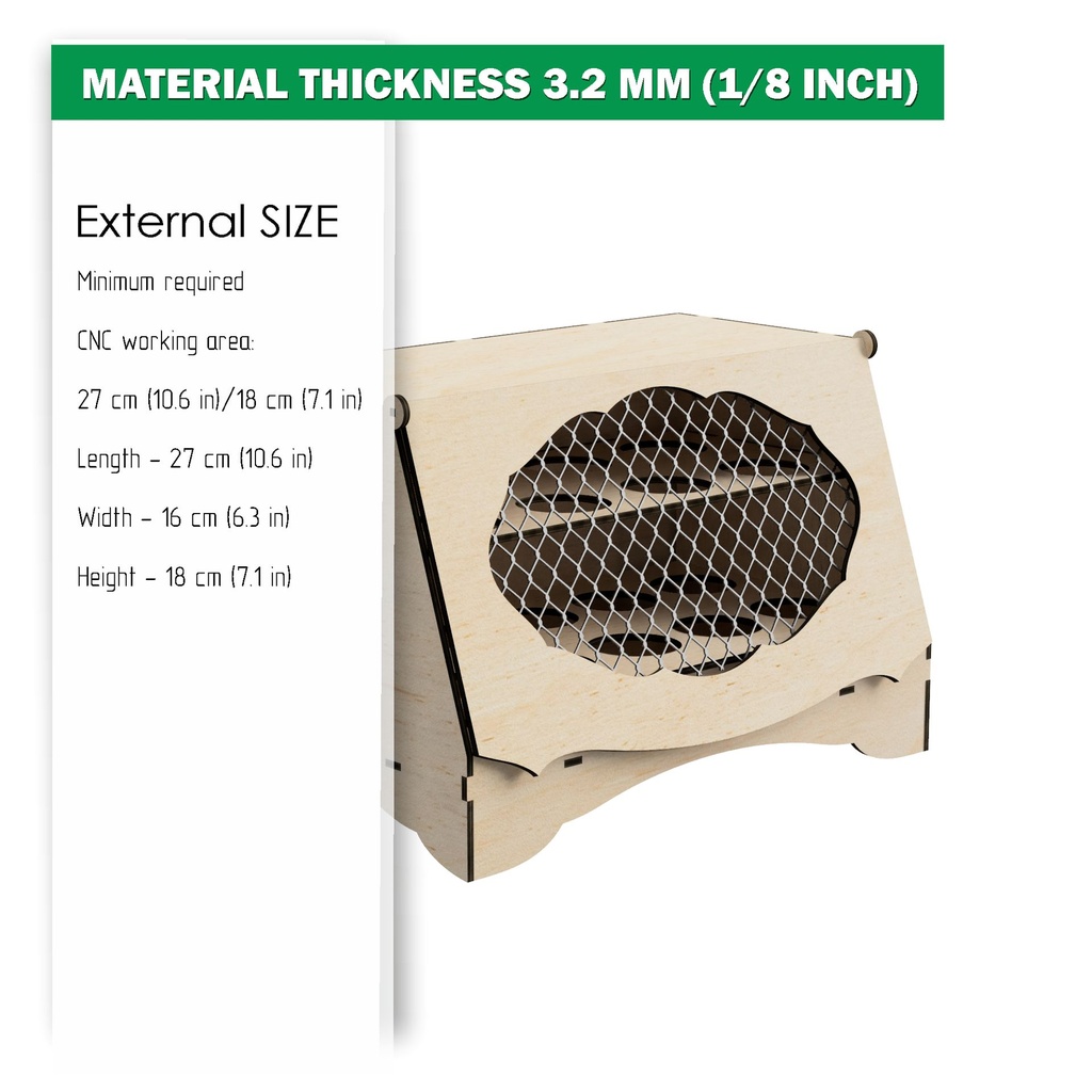 DXF, SVG files for laser Crate Wooden Storage, Farm eggs, Rustic furniture with door and wire mesh, Two material thickness 3.2/2.5 mm