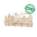 DXF, SVG files for laser Сandle holder Winter village, Santa Claus with reindeer flying in a sleigh, enchanted forest, Christmas decoration