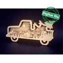 DXF, SVG files for laser Light-UP Christmas retro Truck, Winter Village, Flying Reindeer, Santa Claus, Layered wooden light box, Shadow box