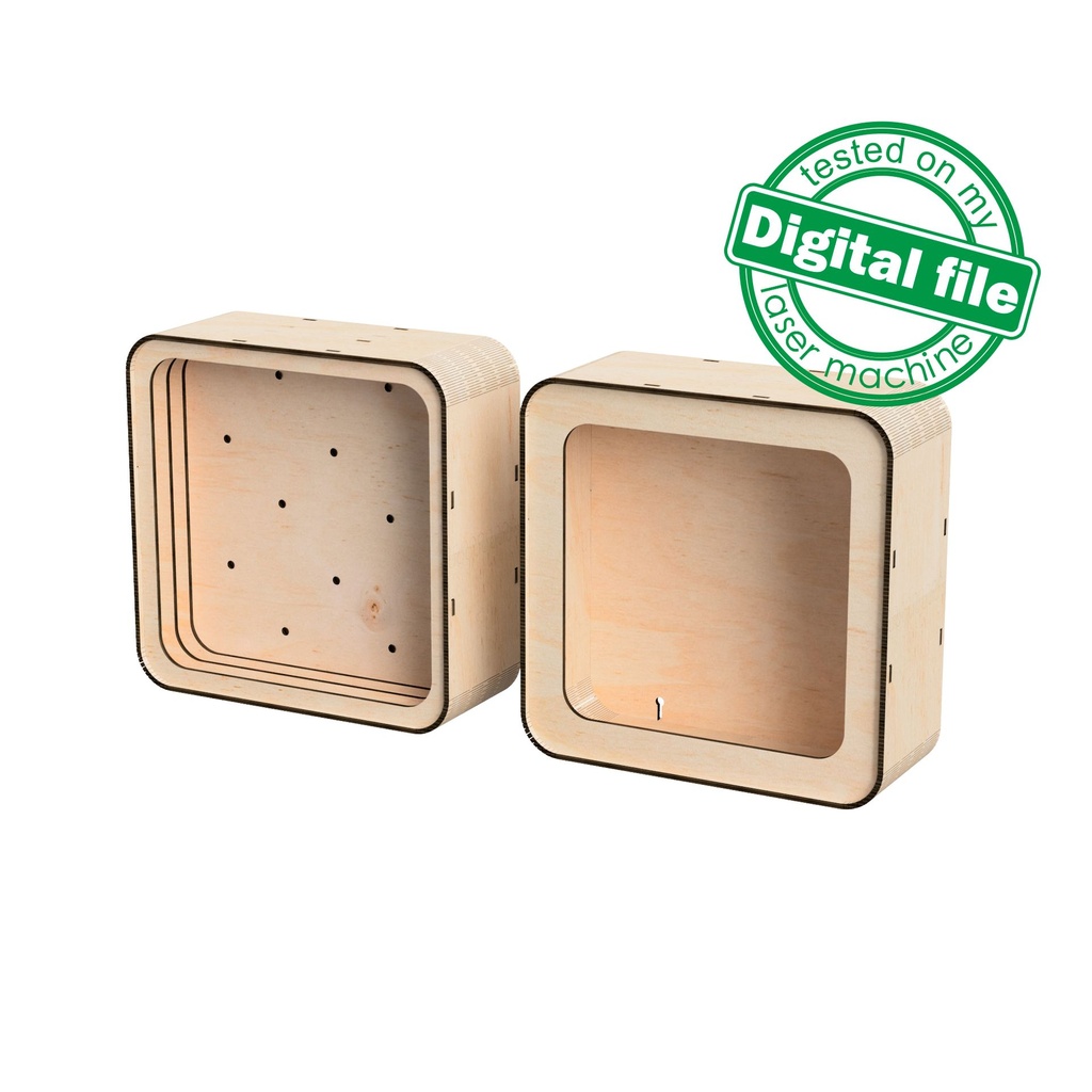 DIY Lightbox, Shadow Box, Two different sizes DXF, SVG files for laser, Template, Glowforge, Material thickness 1/8 inch (3.2 mm)