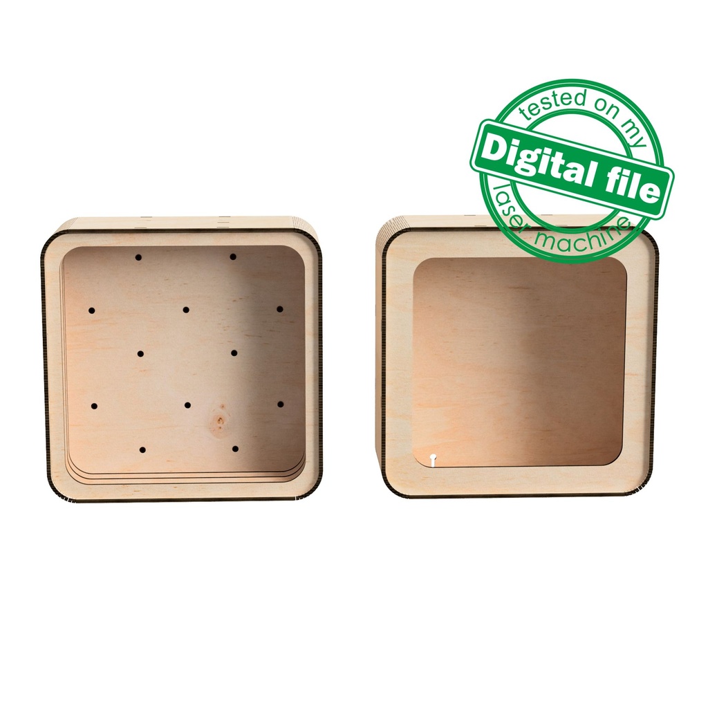 DIY Lightbox, Shadow Box, Two different sizes DXF, SVG files for laser, Template, Glowforge, Material thickness 1/8 inch (3.2 mm)
