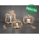 DXF, SVG files for laser Wooden Pumpkin Lanterns, Fall Decoration, Harvest 3D Puzzle, 3 Different Design, Crows, Halloween, Thanksgiving Day