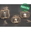 DXF, SVG files for laser Wooden Pumpkin Lanterns, Fall Decoration, Harvest 3D Puzzle, 3 Different Design, Crows, Halloween, Thanksgiving Day